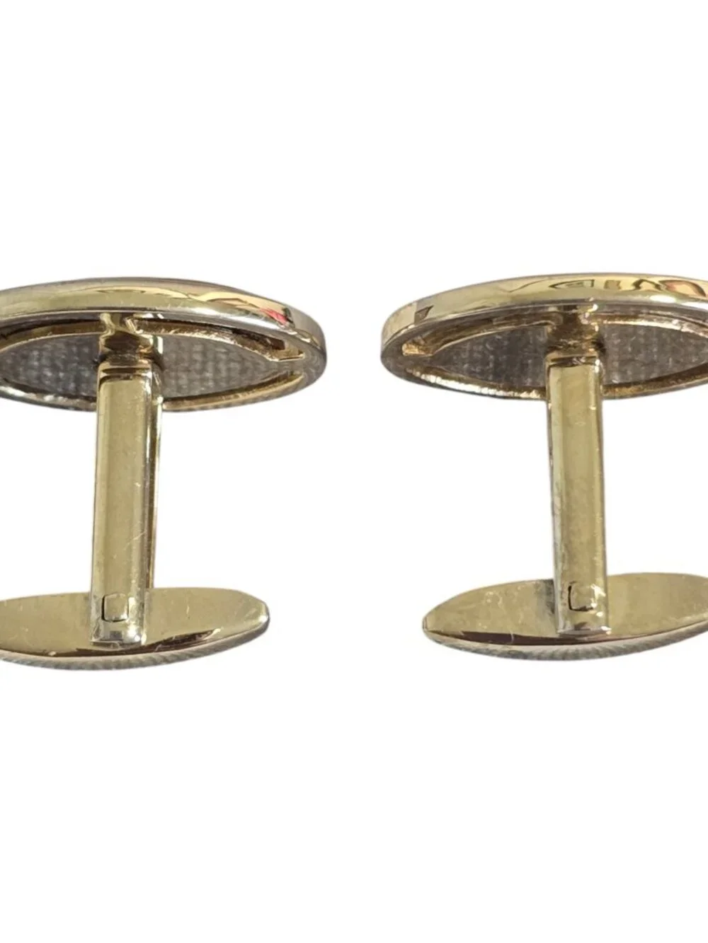 Vintage Foster Gold Tone Oval Cufflinks Tigers Eye Stone w/ Wrap Around Straps